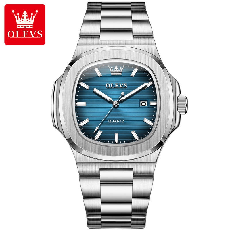 OLEVS Men's Waterproof Luminous Quartz Watch with Date Display, 41mm, Black - Image 1
